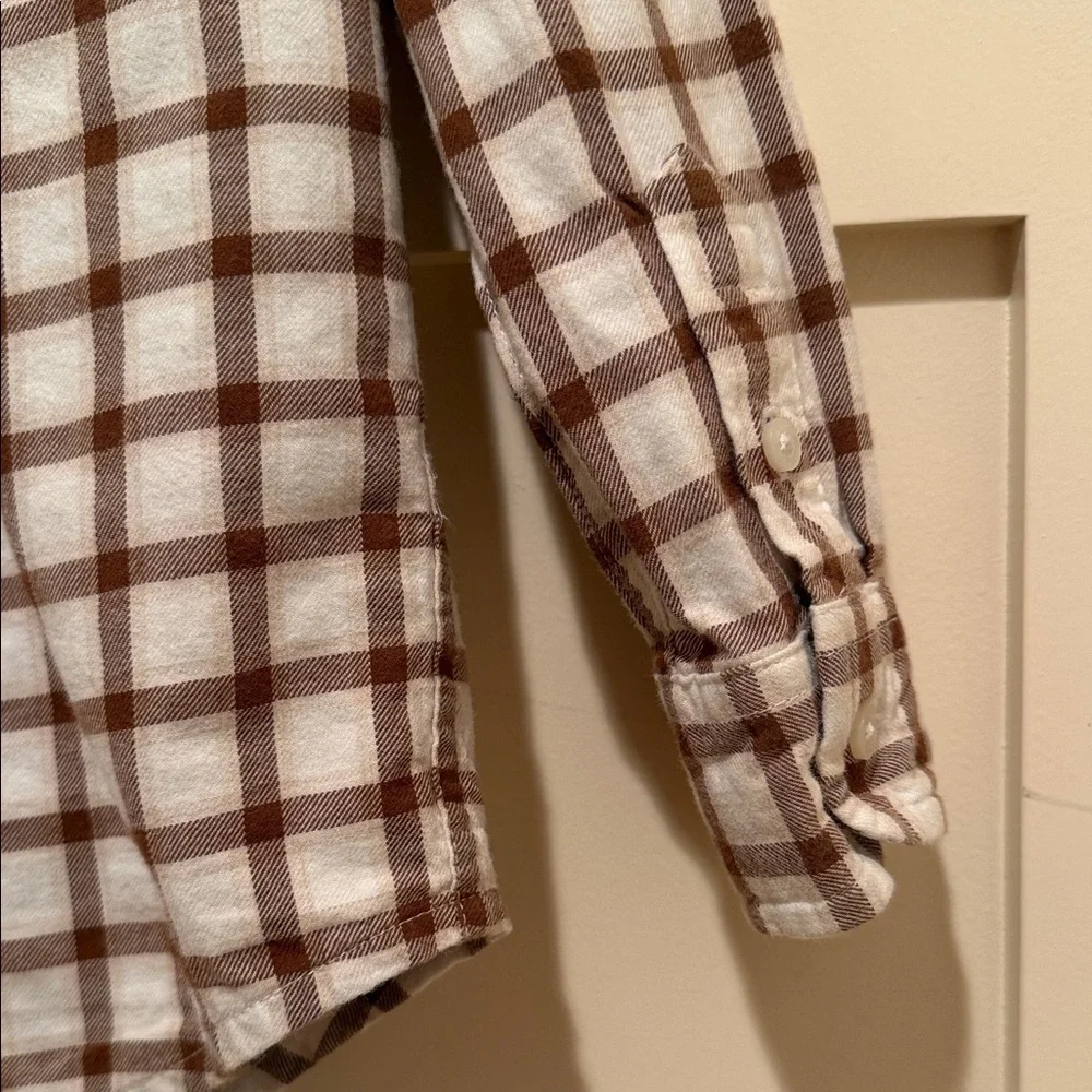 Boys Size 6 Janie and Jack Brown Plaid Button Down Shirt Long Sleeve Cotton